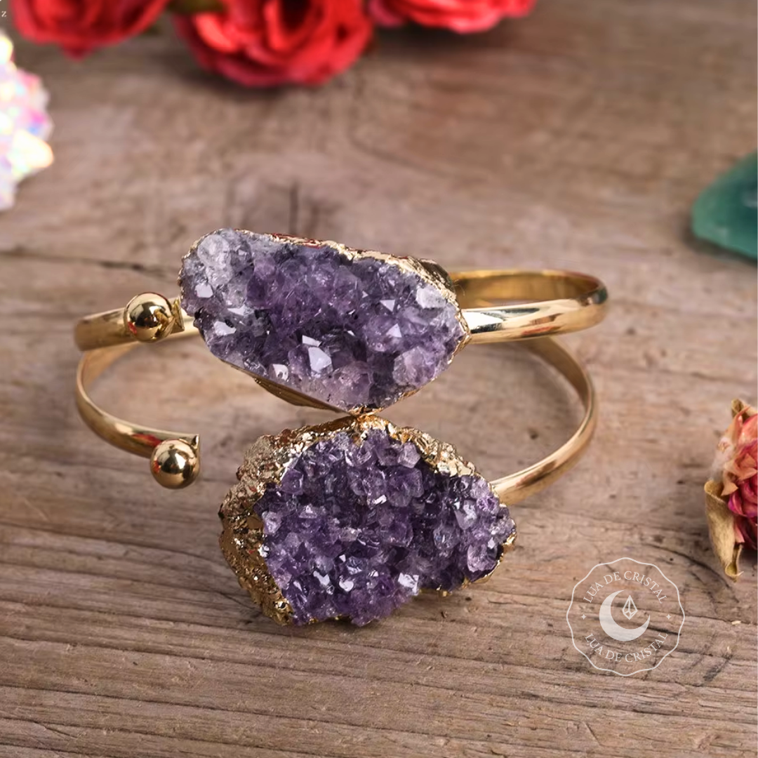 Bracelete Aura de Ametista - Banhado a Ouro 18k