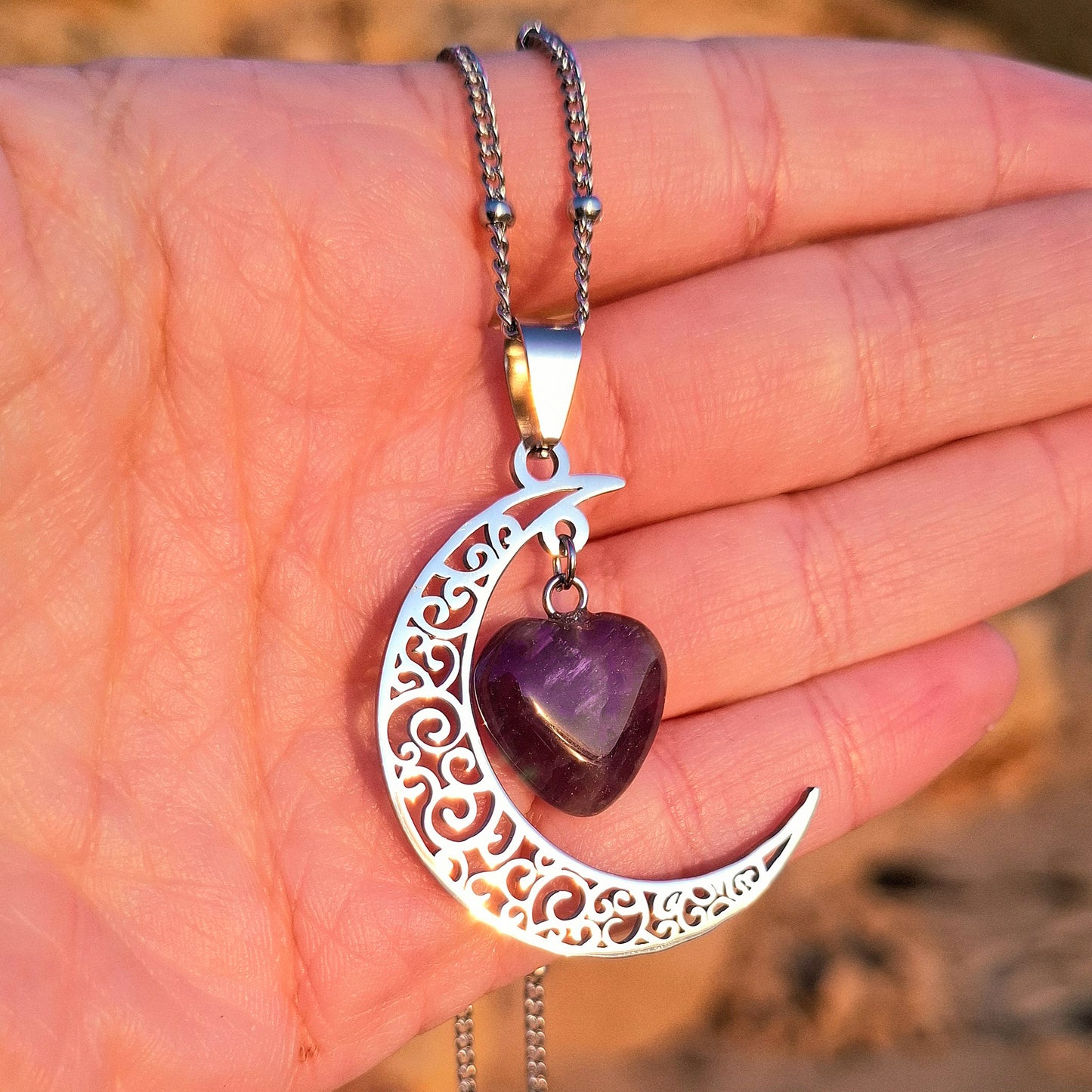 Colar Encanto da Lua com Ametista - Proteção e Intuição
