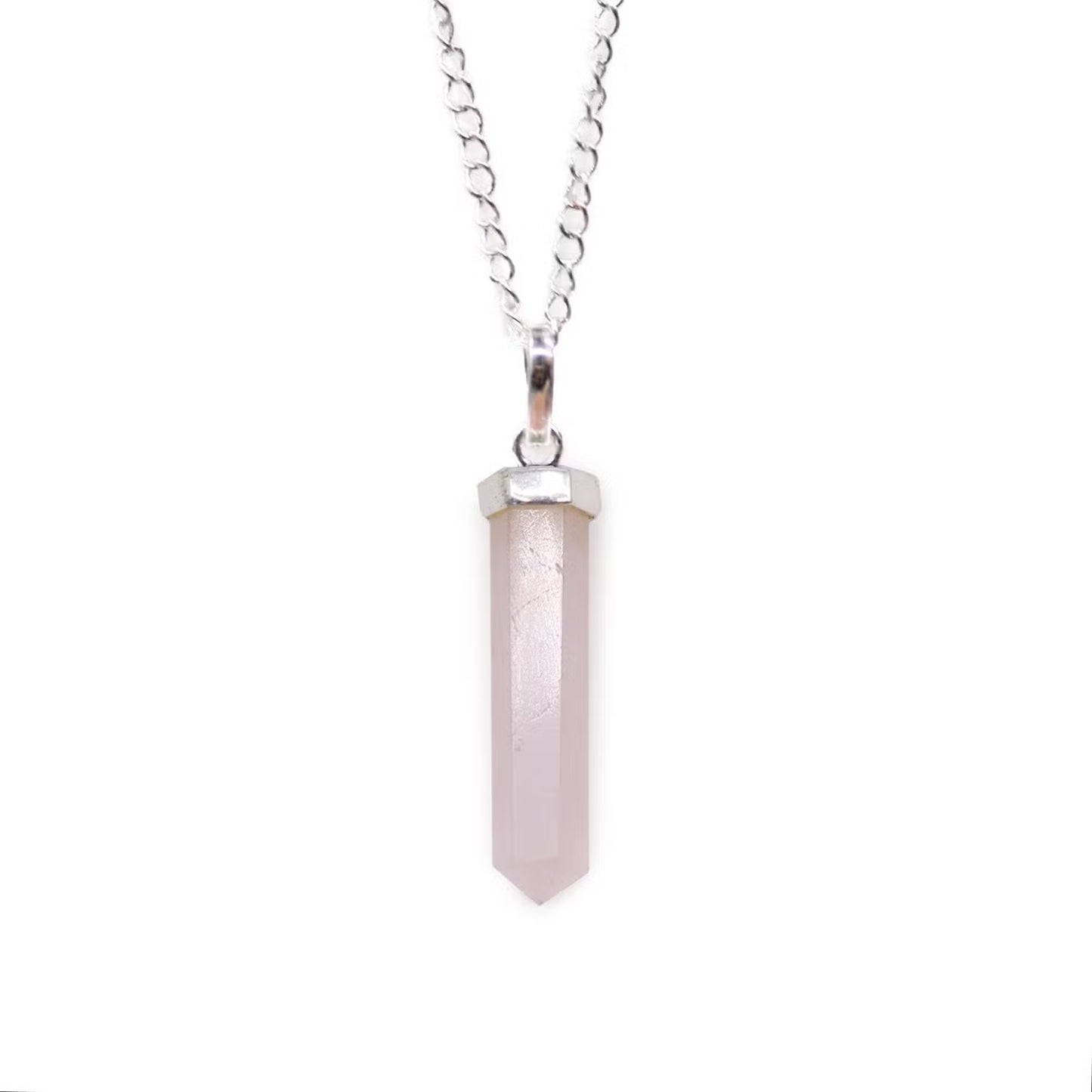 Colar de Quartzo-Rosa - Ponta Clássica - Amor-Próprio e Bons Relacionamentos