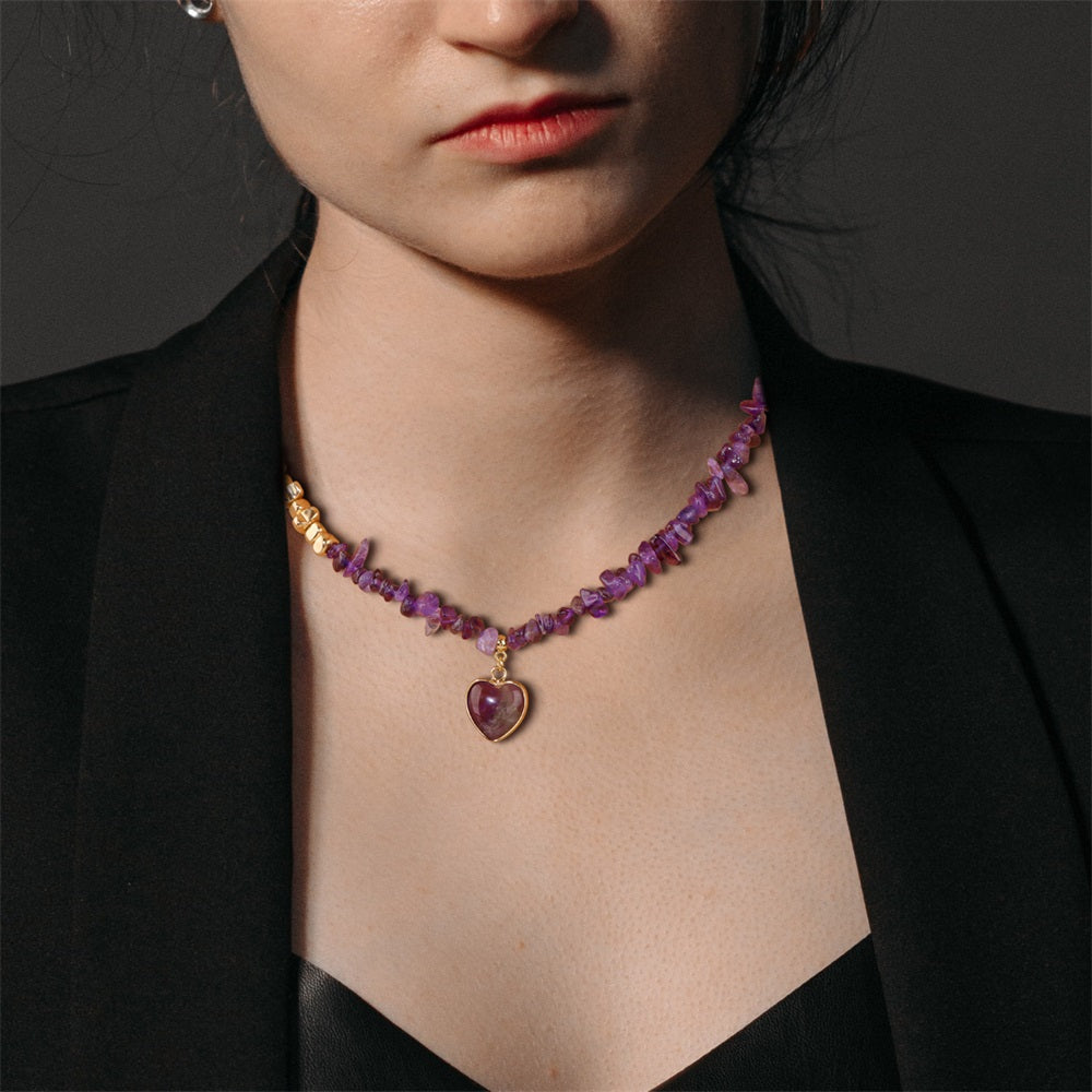Colar Coração de Luz Ametista - Paz e Espiritualidade