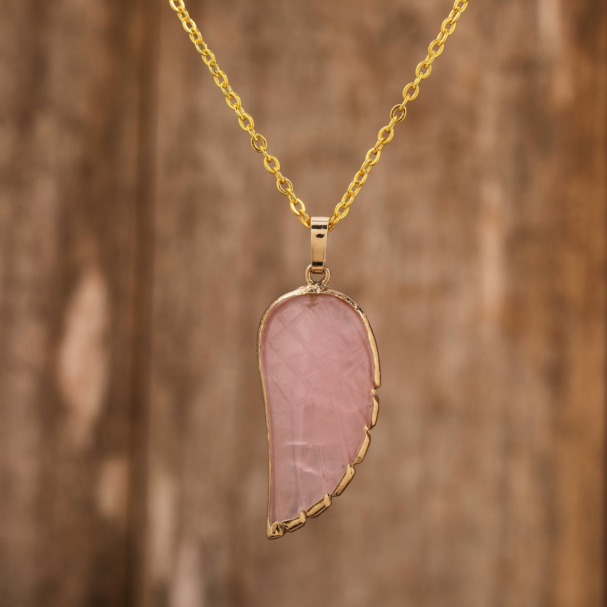 18K Gold Plated Angel Wing Natural Stone Necklaces