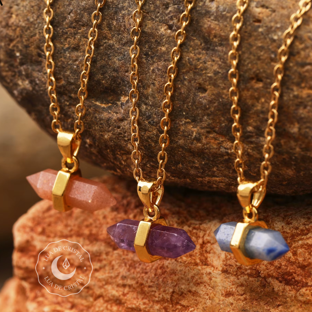 Coleção "Geometria Sagrada" - Colar Delicado Banhado a Ouro 18k com cristal