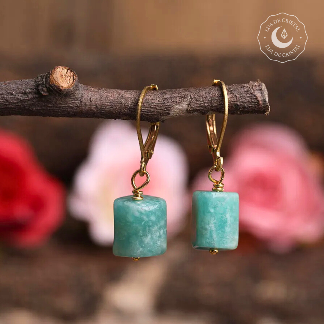 Brincos de Amazonite - Coleção Crystal Bloom