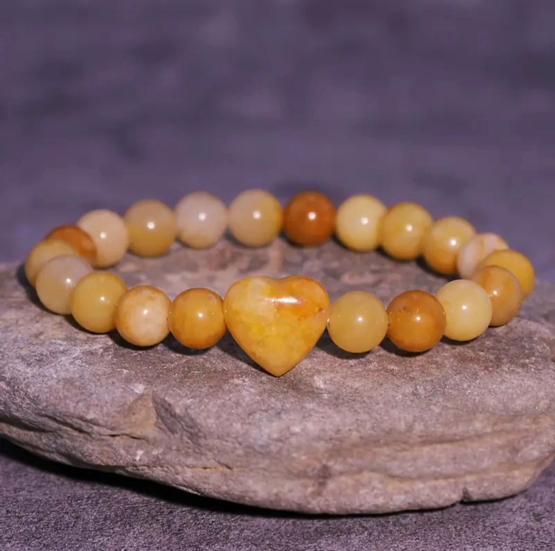 Pulseira de Topázio com Coração - Sucesso e Prosperidade
