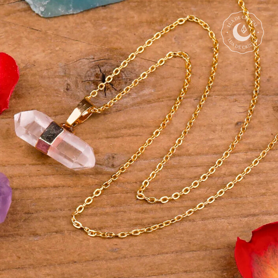 Colar Aura Dourada - Quartzo Cristal