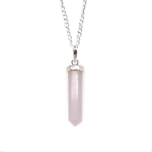 Colar de Quartzo-Rosa - Ponta Clássica - Amor-Próprio e Bons Relacionamentos