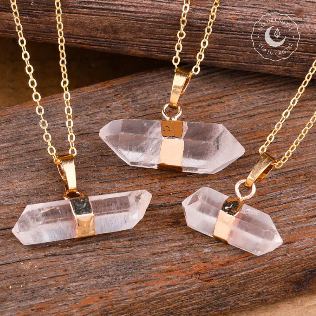 Colar Aura Dourada - Quartzo Cristal
