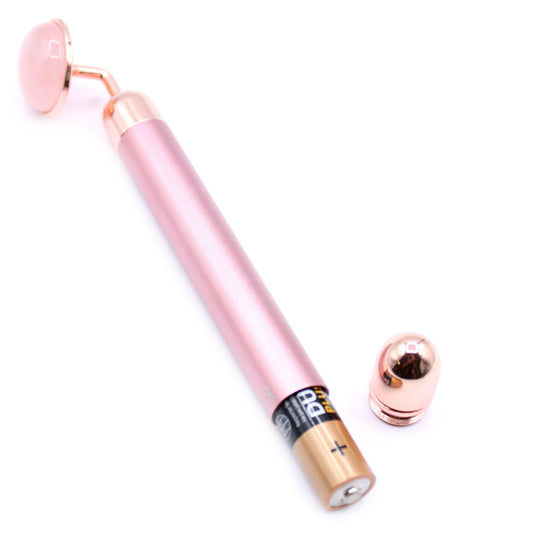 Massageador Facial Vibratório de Quartzo-Rosa