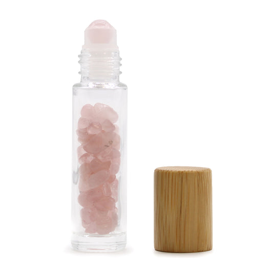 Frasco Roll-On com Cristais de Quartzo-Rosa