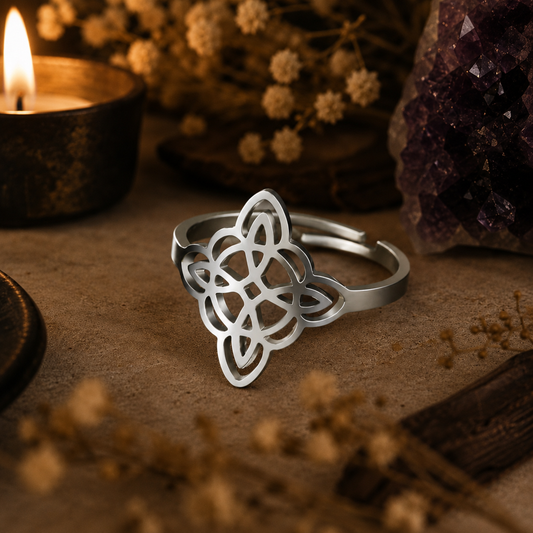 Anel Nó da Bruxa de Aço Inoxidável - Proteção Energética e Espiritual