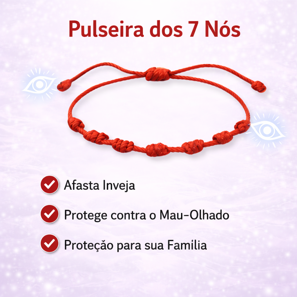 Pack 5 Pulseiras dos 7 nós Kaballah - Proteção Contra Inveja e Mau-Olhado