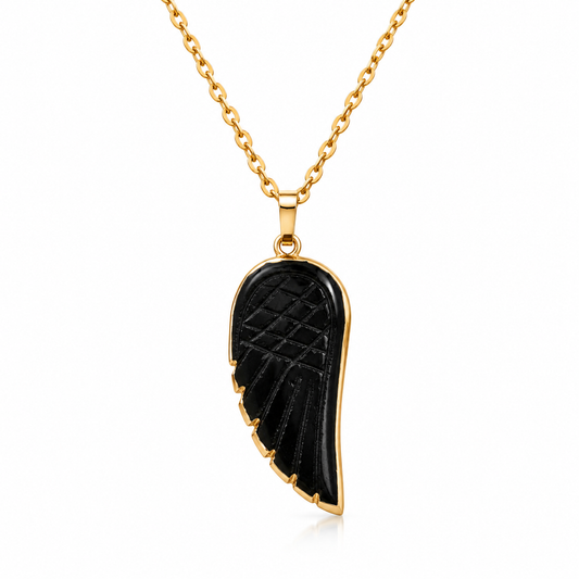18K Gold Plated Angel Wing Natural Stone Necklaces