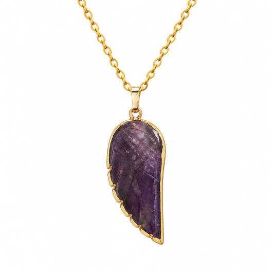 18K Gold Plated Angel Wing Natural Stone Necklaces