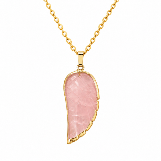 18K Gold Plated Angel Wing Natural Stone Necklaces