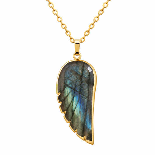 18K Gold Plated Angel Wing Natural Stone Necklaces