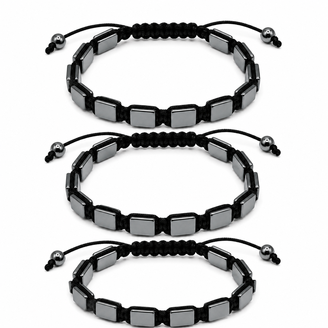 Pulseira de Hematita Magnética Shamballa Ajustável