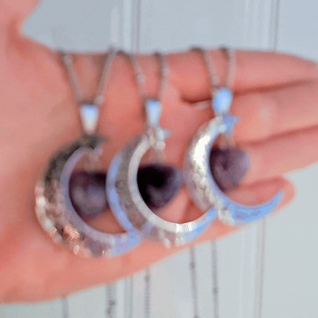 "Moon Charm" Necklace with Amethyst 💜 - Protection and Intuition