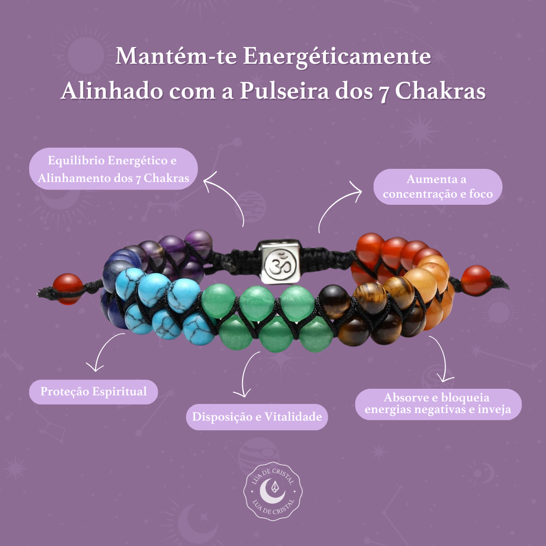 Pack 3 Pulseiras dos 7 Chakras - Equilíbrio e Boa Sorte