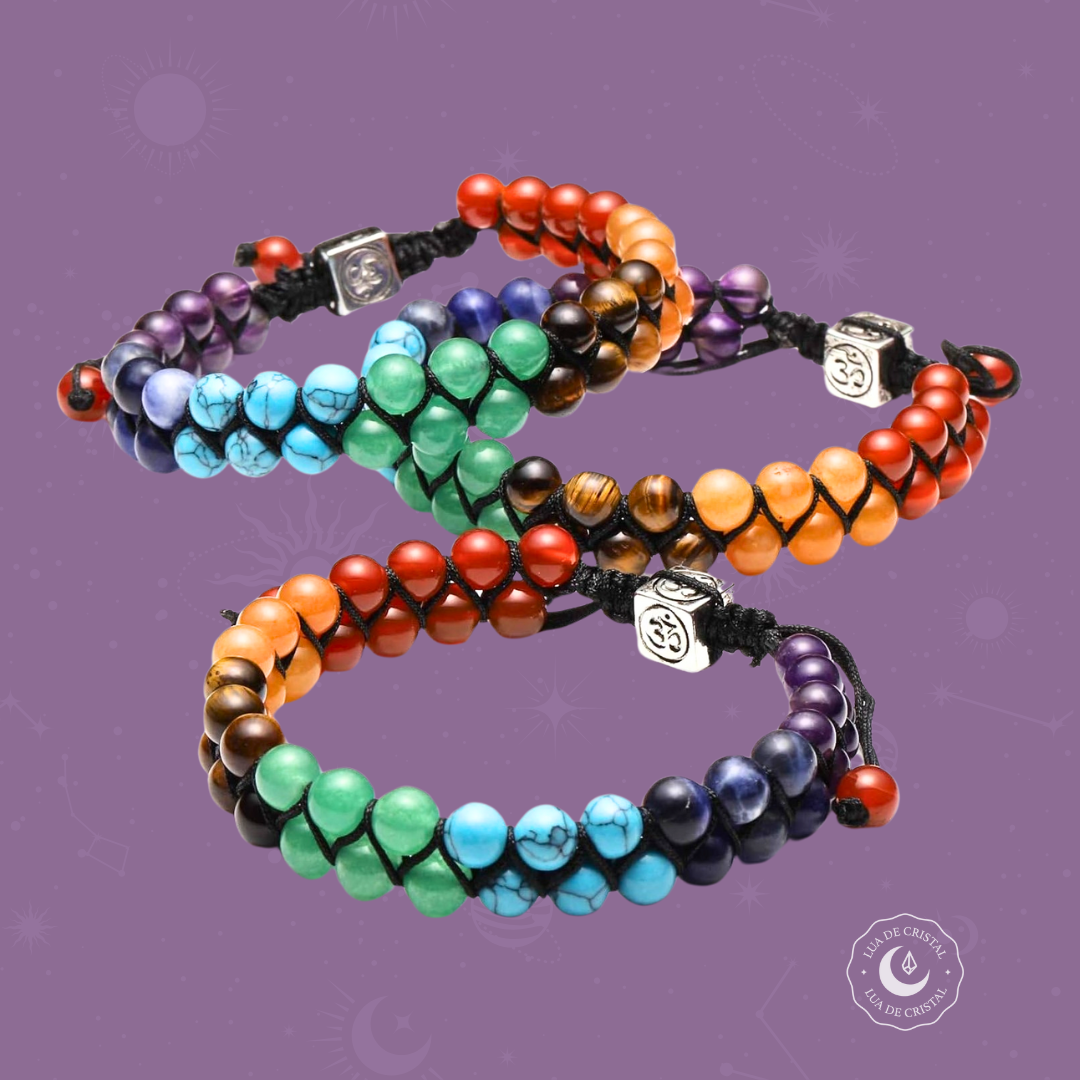 Pack 3 Pulseiras dos 7 Chakras - Equilíbrio e Boa Sorte