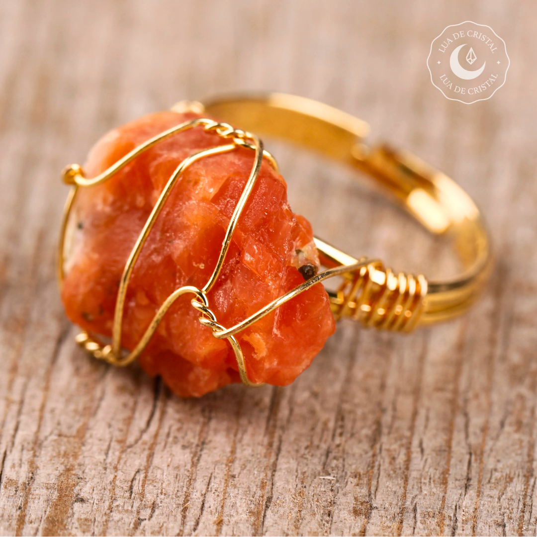 Anillo de ágata roja - Colección Mineral Light 