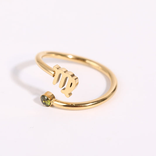 Anel do Signo de Virgem Banhado a Ouro 18k