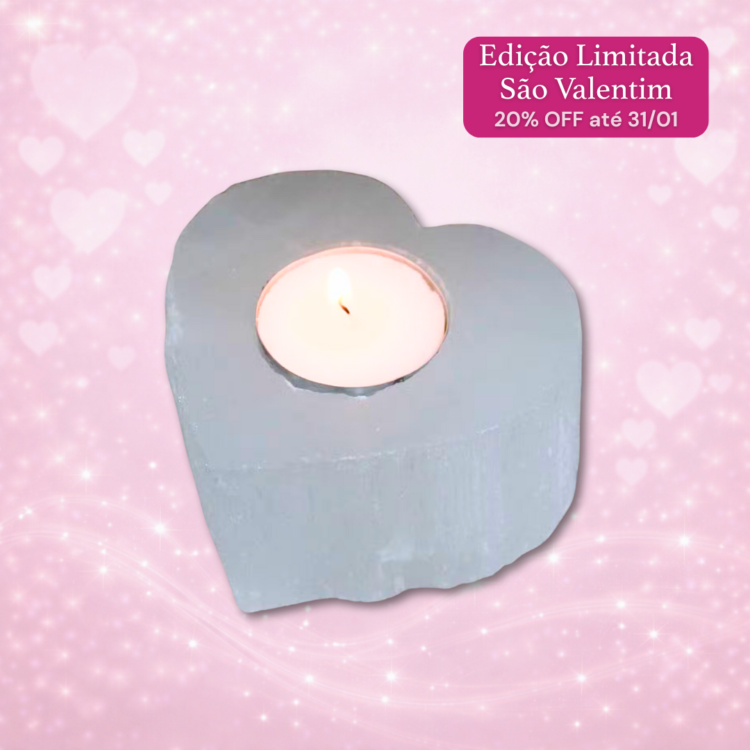 💗Castiçal Coração em Selenite - Especial São Valentim