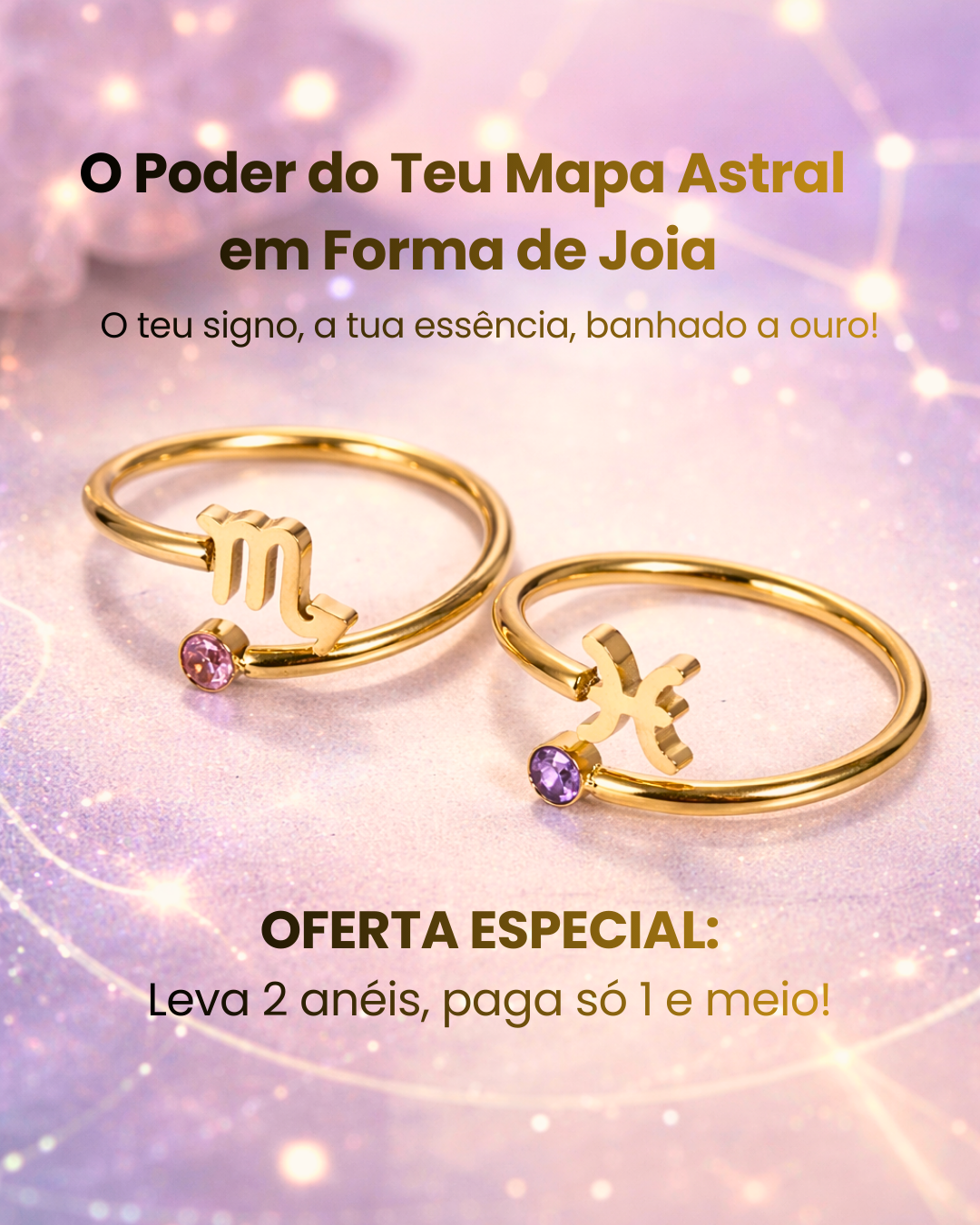 Anéis dos Signos Banhados a Ouro - Produto Best Seller🥇