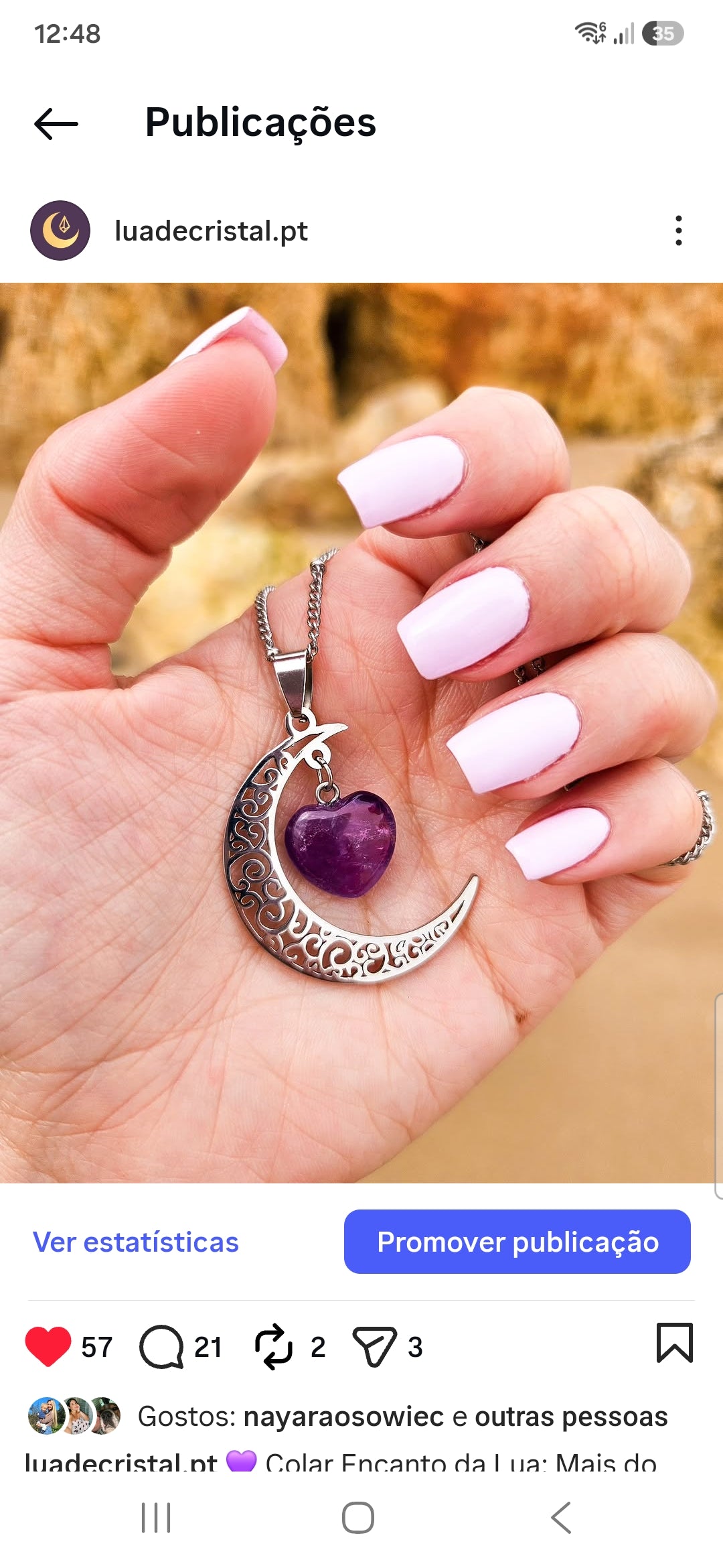 "Moon Charm" Necklace with Amethyst 💜 - Protection and Intuition
