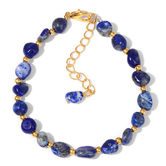 Pulseira de Lápis-Lazúli Delicada Banhada a Ouro