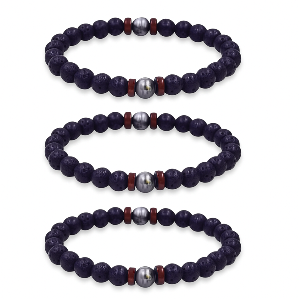 Pulseira Essência da Terra de Pedra Vulcânica - Proteção Energética e Espiritual - Pack Promocional 3 por 17€