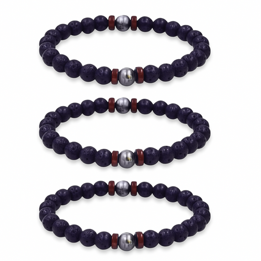 Pulseira Essência da Terra de Pedra Vulcânica - Proteção Energética e Espiritual - Pack Promocional 3 por 17€