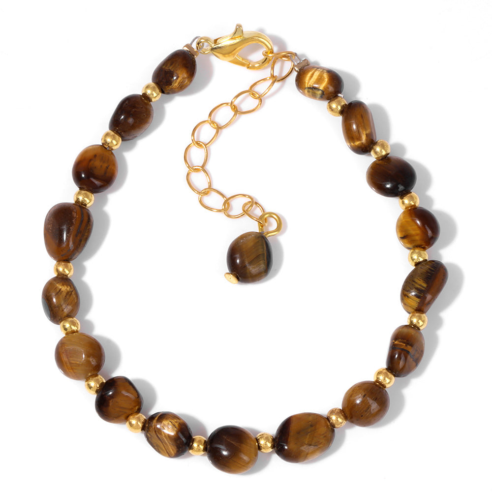 Pulseira de Olho de Tigre Delicada Banhada a Ouro