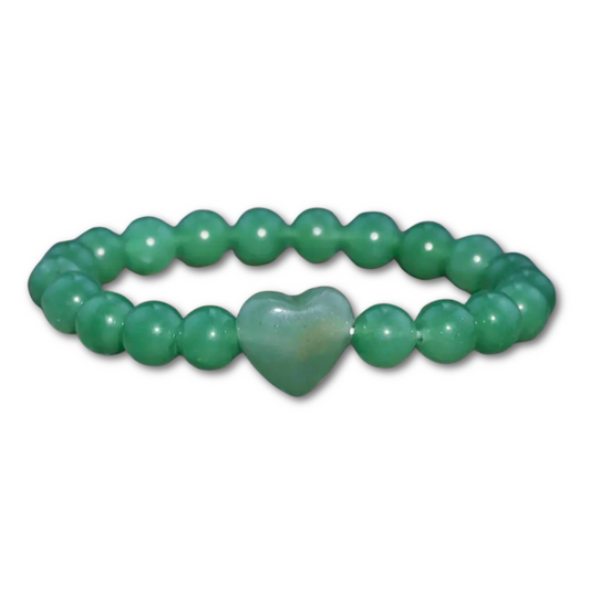 Pulseira de Aventurina Verde com Coração - Criatividade e Bem-Estar