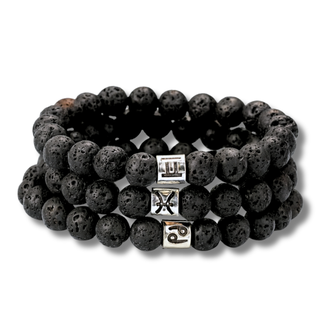 Pulseira dos Signos de Pedras Vulcânicas - Proteção Energética