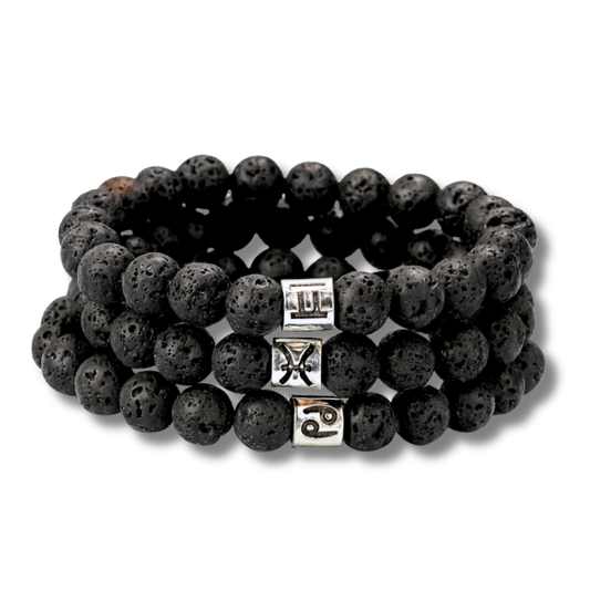 Pulseira dos Signos de Pedras Vulcânicas - Proteção Energética