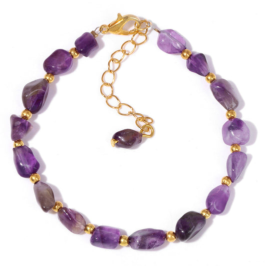 Pulseira de Ametista Delicada Banhada a Ouro