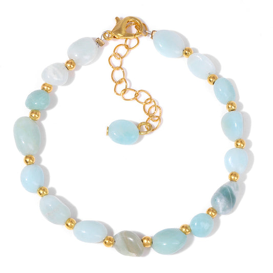 Pulseira de Amazonite Delicada Banhada a Ouro