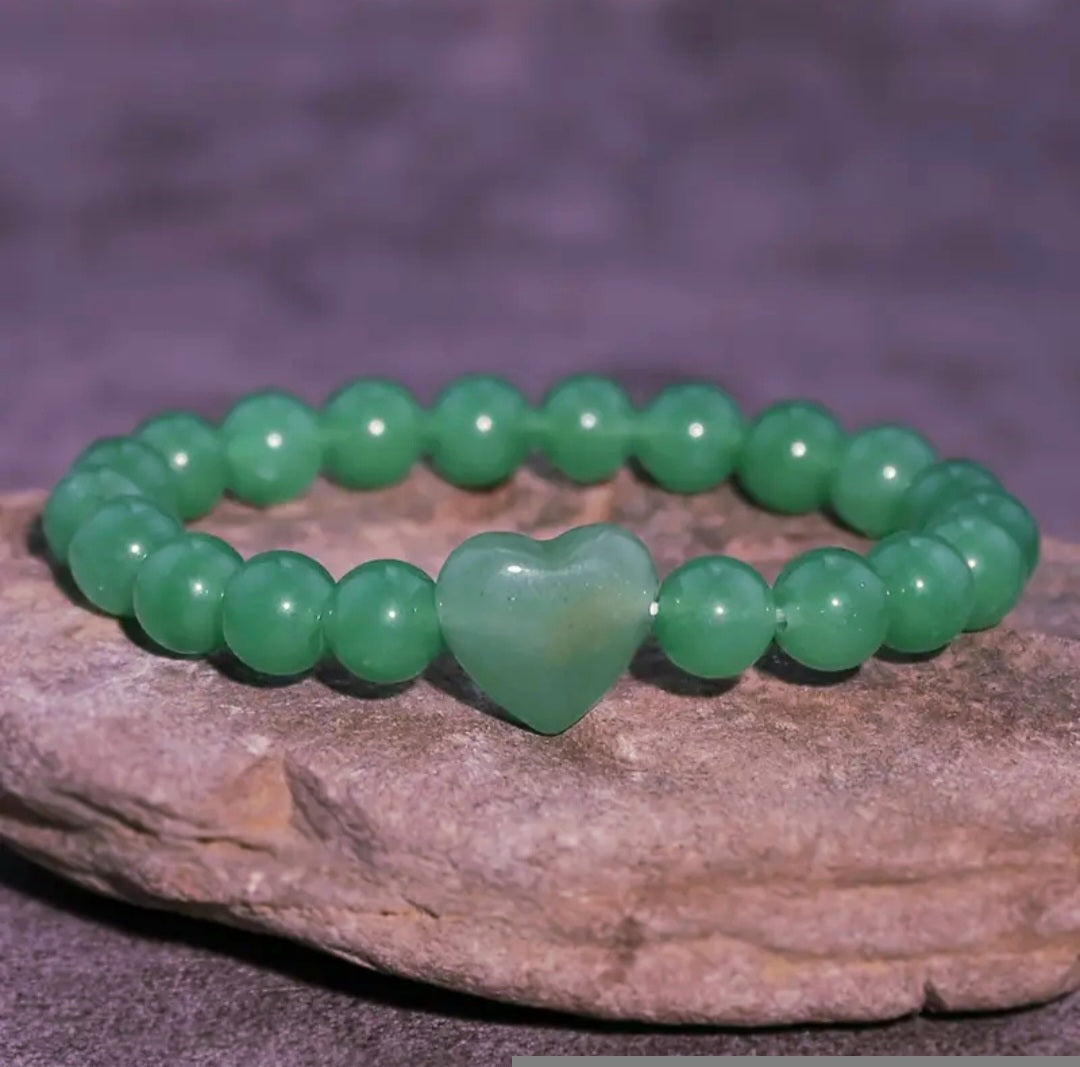 Pulseira de Aventurina Verde com Coração - Criatividade e Bem-Estar